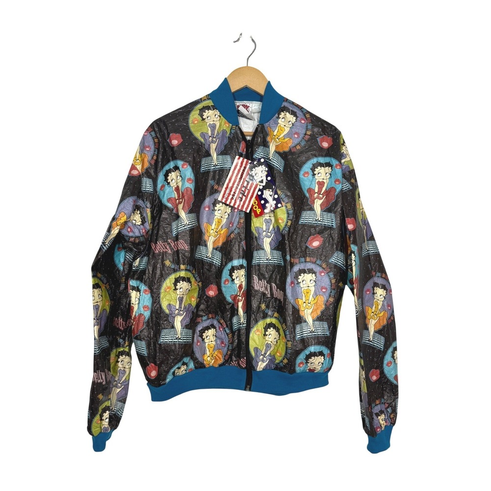 Pride Products Betty Boop Tyvek Jacket Womens XXL Black 1995 Windbreaker NWT